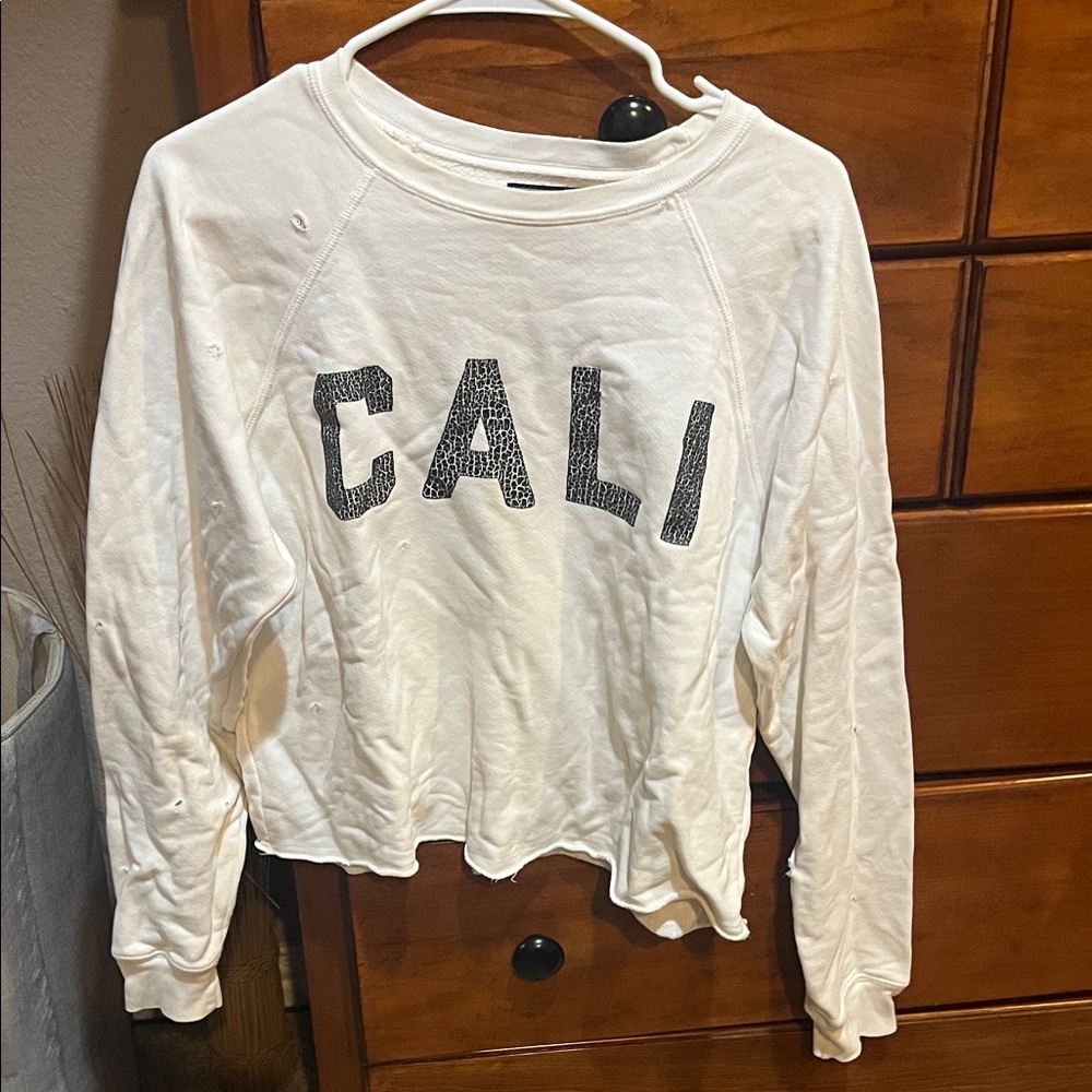 Free People Retrobrand Los Angeles White Sweatshirt